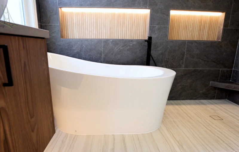 Bathroom remodel with new tile and fixtures in Green Bay, Wisconsin