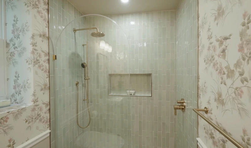Walk-in shower remodel with glass enclosure in Green Bay, Wisconsin