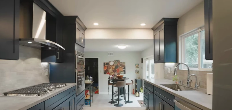 Kitchen island renovation with pendant lighting in Green Bay, Wisconsin